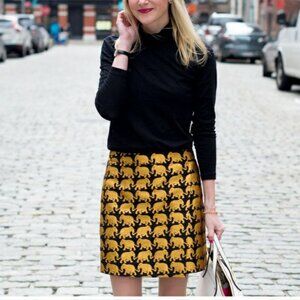 J.Crew Black and Gold Elephant Print Mini Skirt